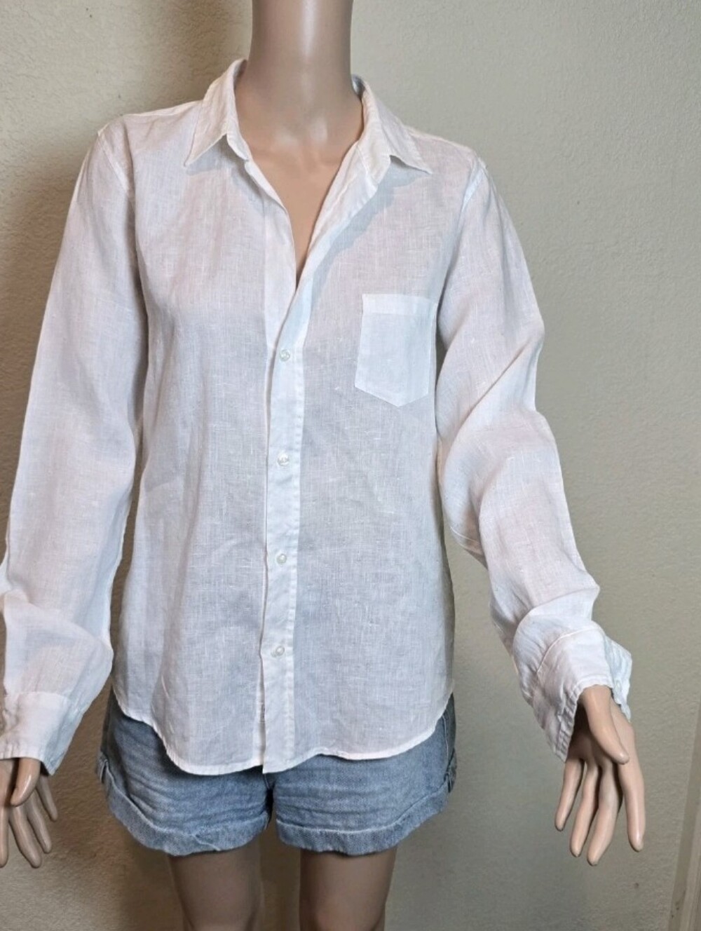 Frank&Eileen 100% linen shirt Size Large Long Sleeve with embroidered hearts - Picture 10 of 16